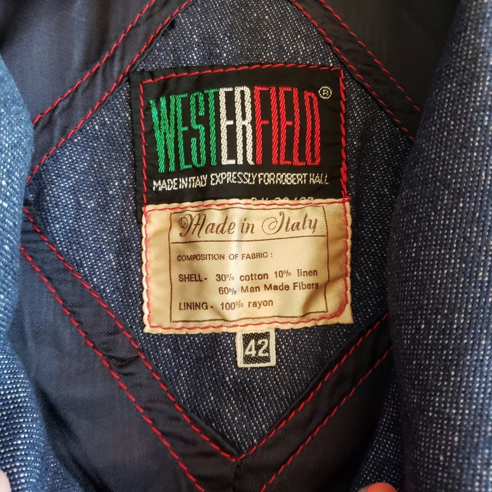 Vintage 1970s Denim-like Coat - Westerfield - Picture 9 of 11